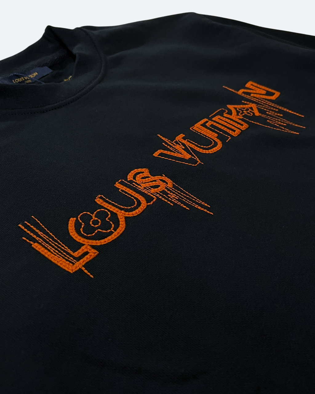 LVTN - Orange Logotype Embroidery Sweatshirt - Black