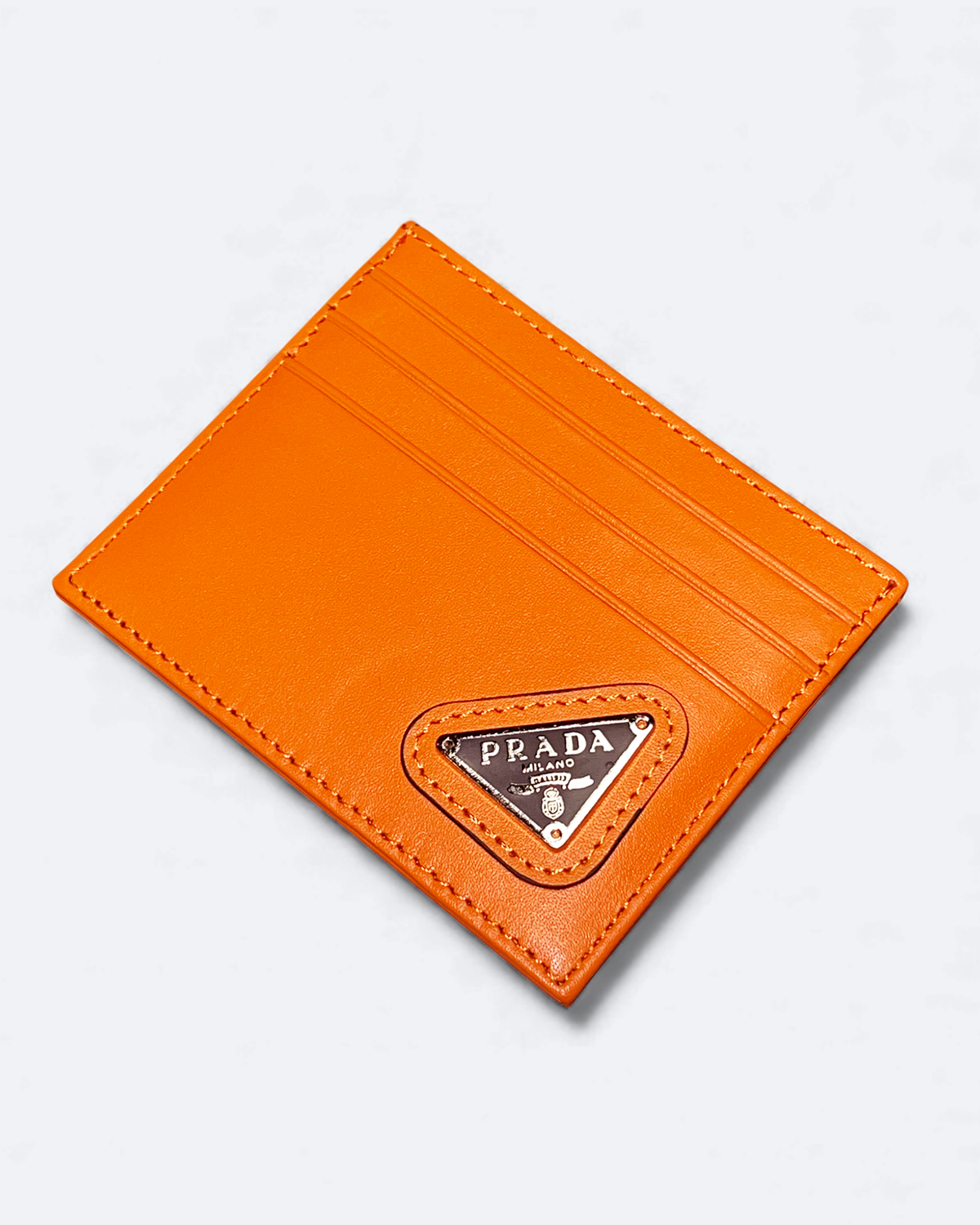 Prada - Logo Plate Cardholder - Orange