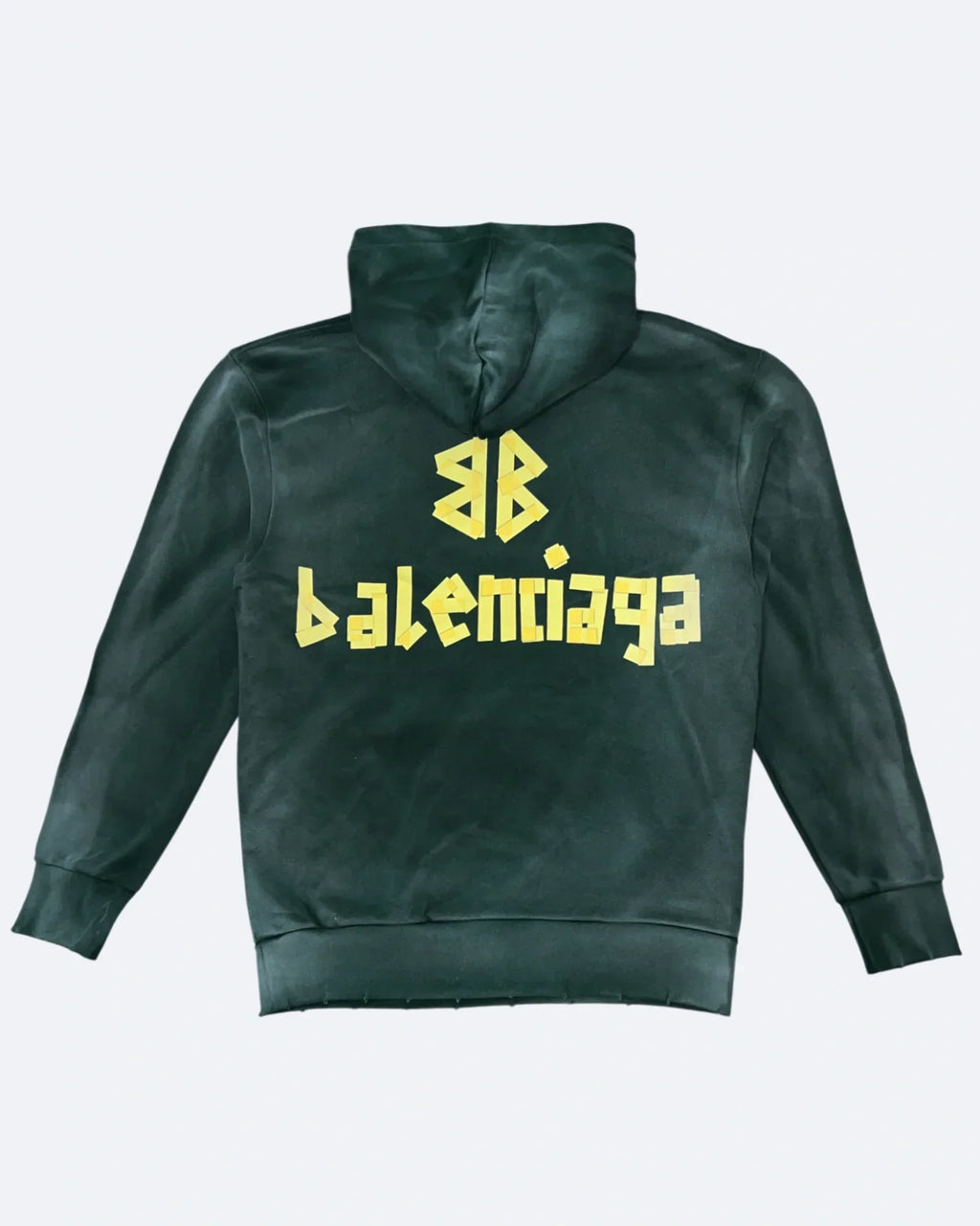 Balenciaga - Yellow Tape Distressed Hoodie - Washed Green