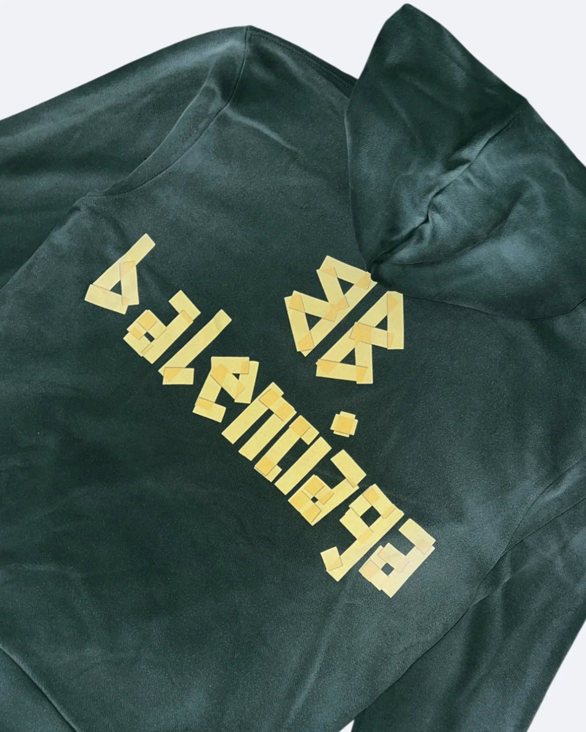 Balenciaga - Yellow Tape Distressed Hoodie - Washed Green