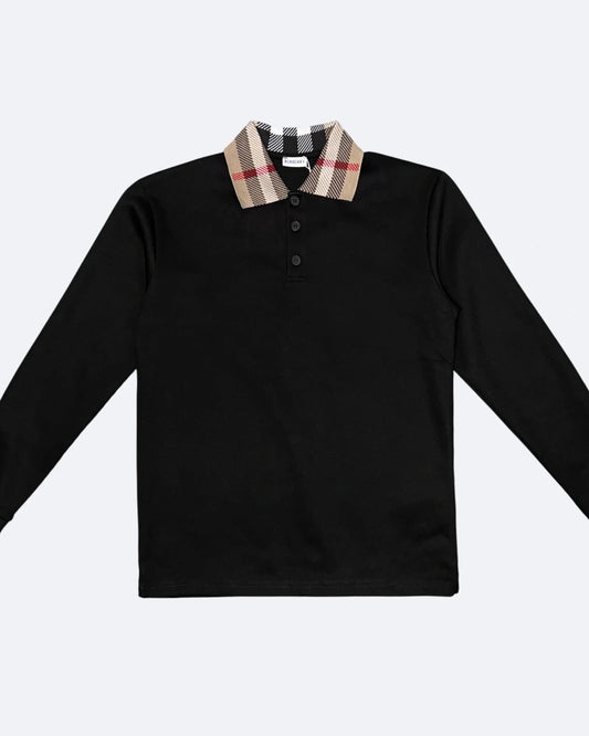 Burberry - Long-Sleeve Polo Shirt - Black