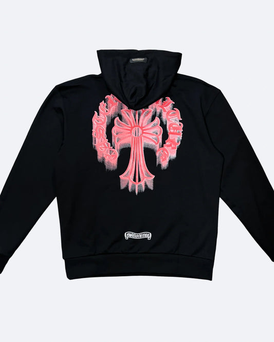 Chrome Hearts - Traced Logo Red Hoodie - Black