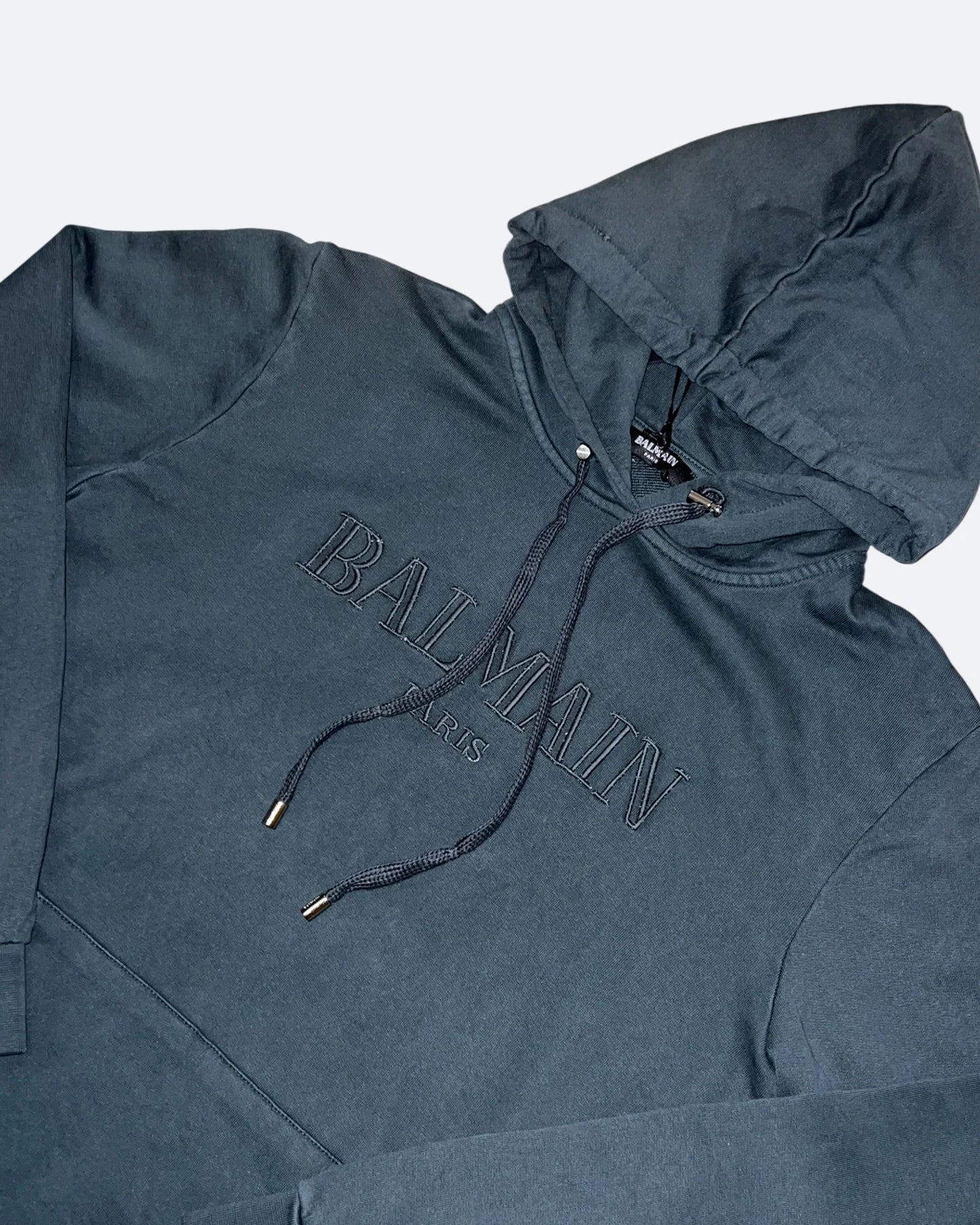 Balmain - Logo Embroidery Hoodie - Slate Blue