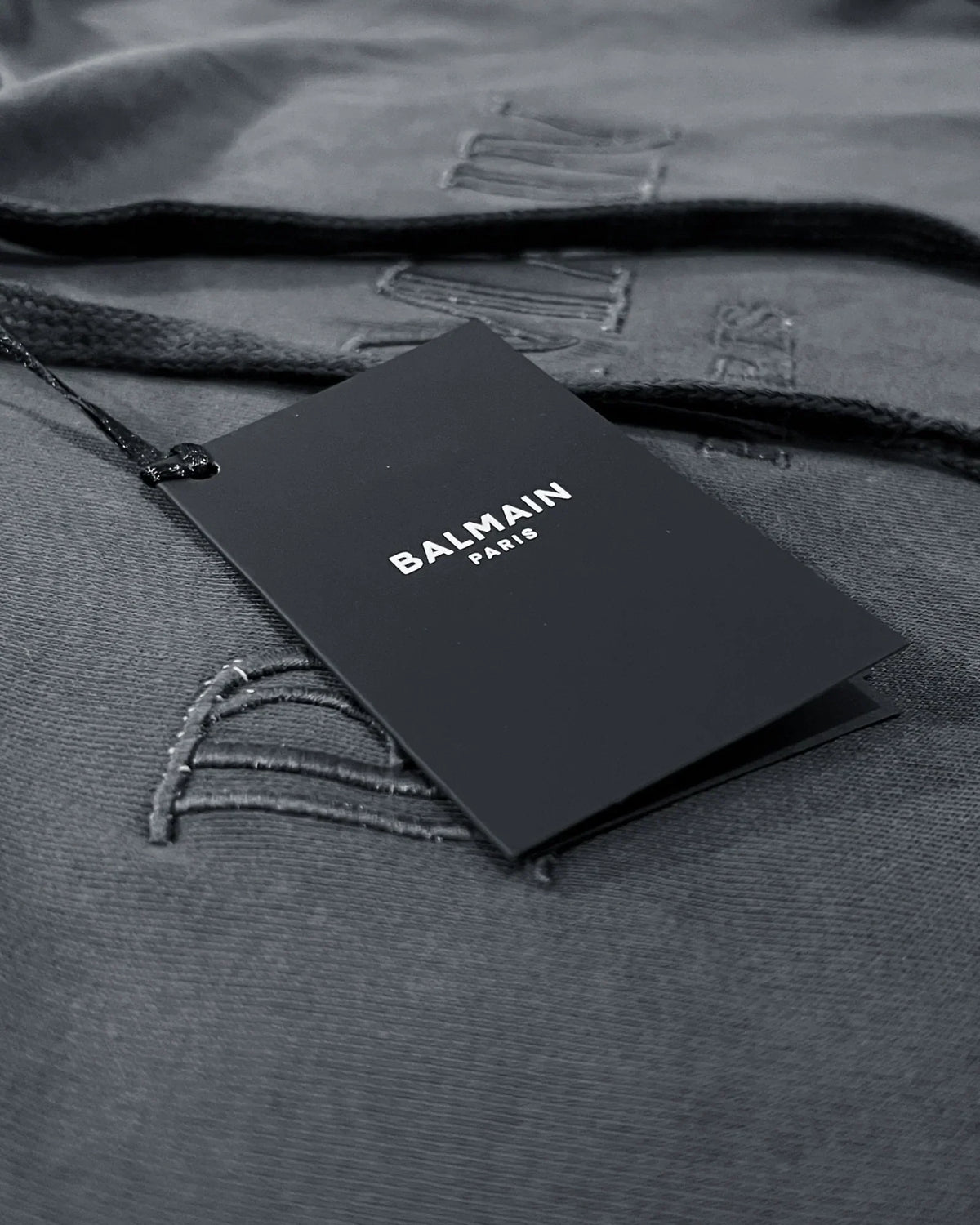 Balmain - Logo Embroidery Hoodie - Slate Blue