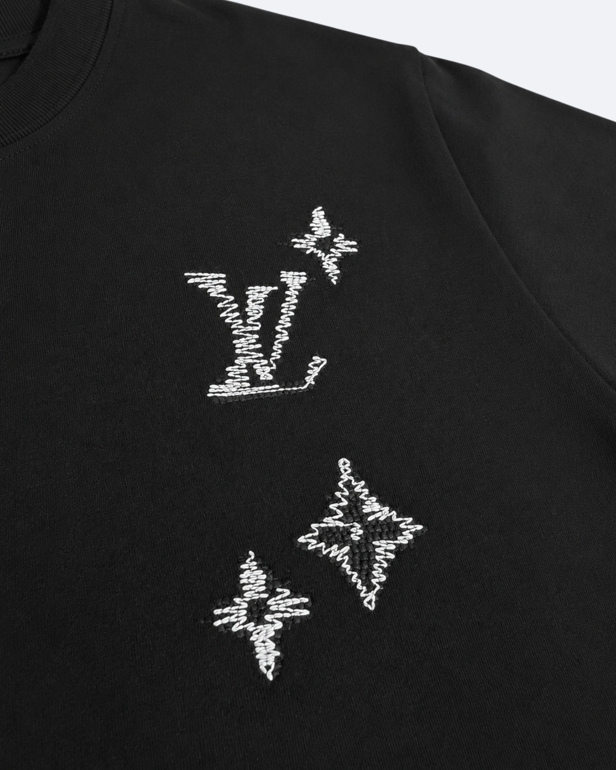 LVTN - Monogram Glitch Embroidery T-Shirt - Black