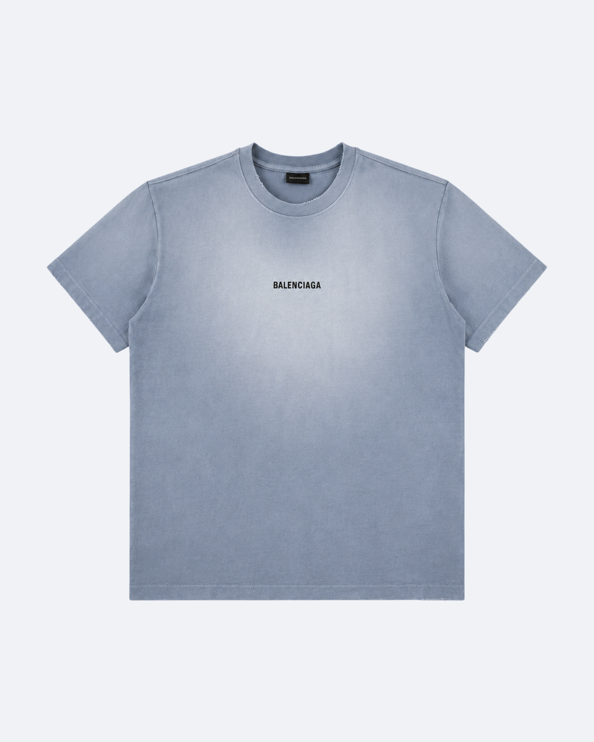 Balenciaga - Classic Logo Distressed T-Shirt - Light Blue