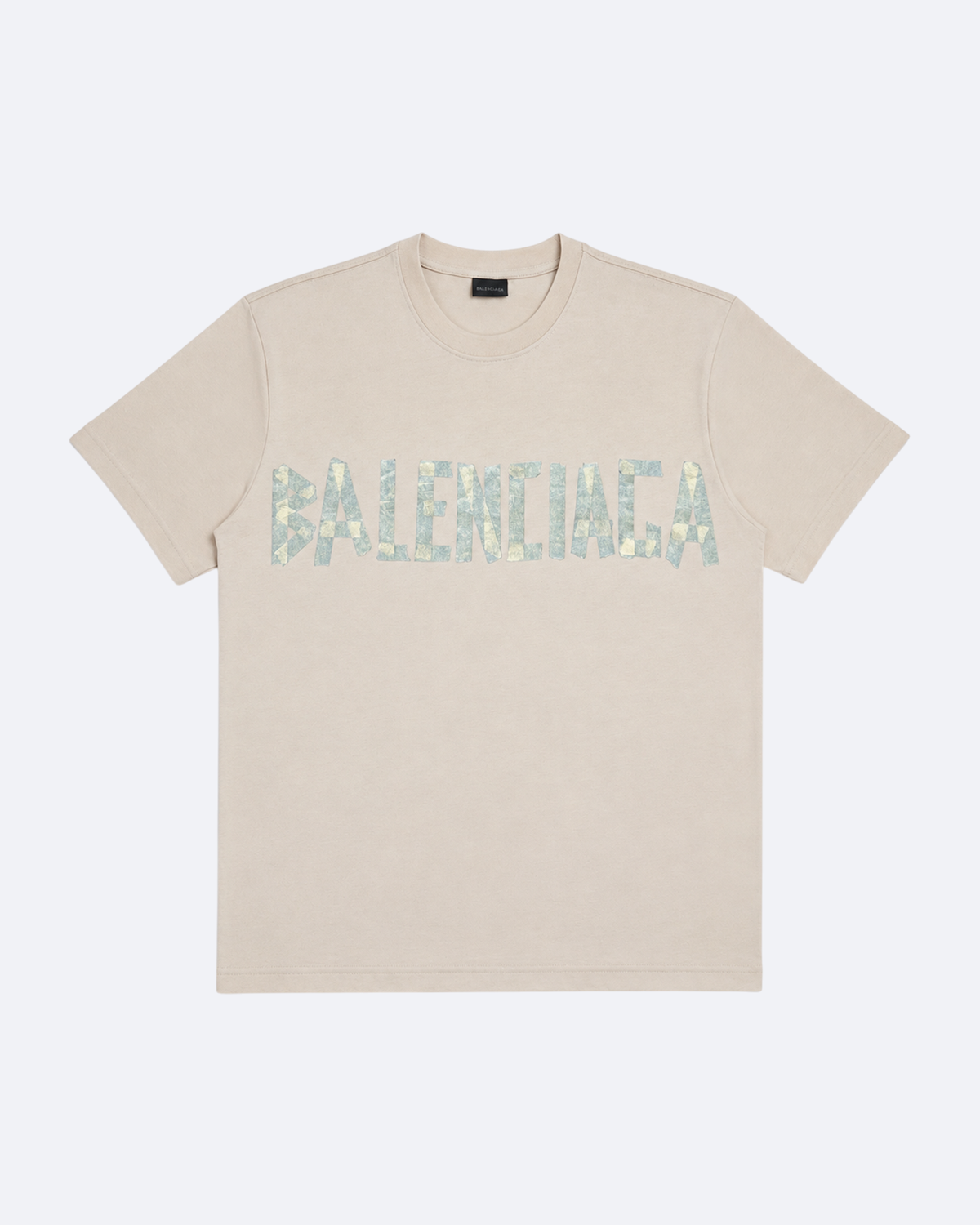 Balenciaga - Yellow Tape Logo T-Shirt - Beige