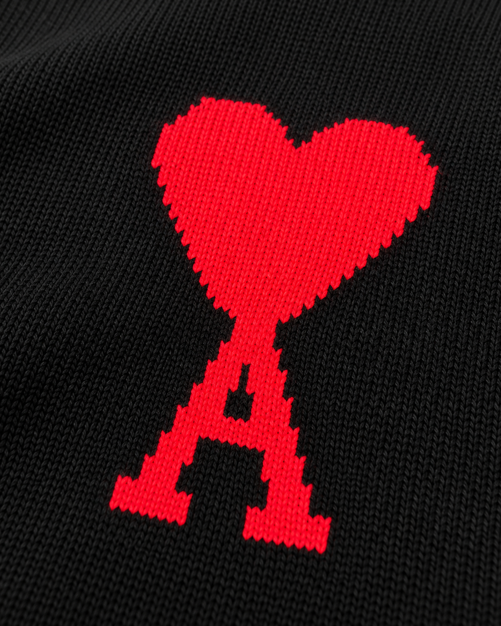 AMI - Heart Logo Knit Sweater - Black
