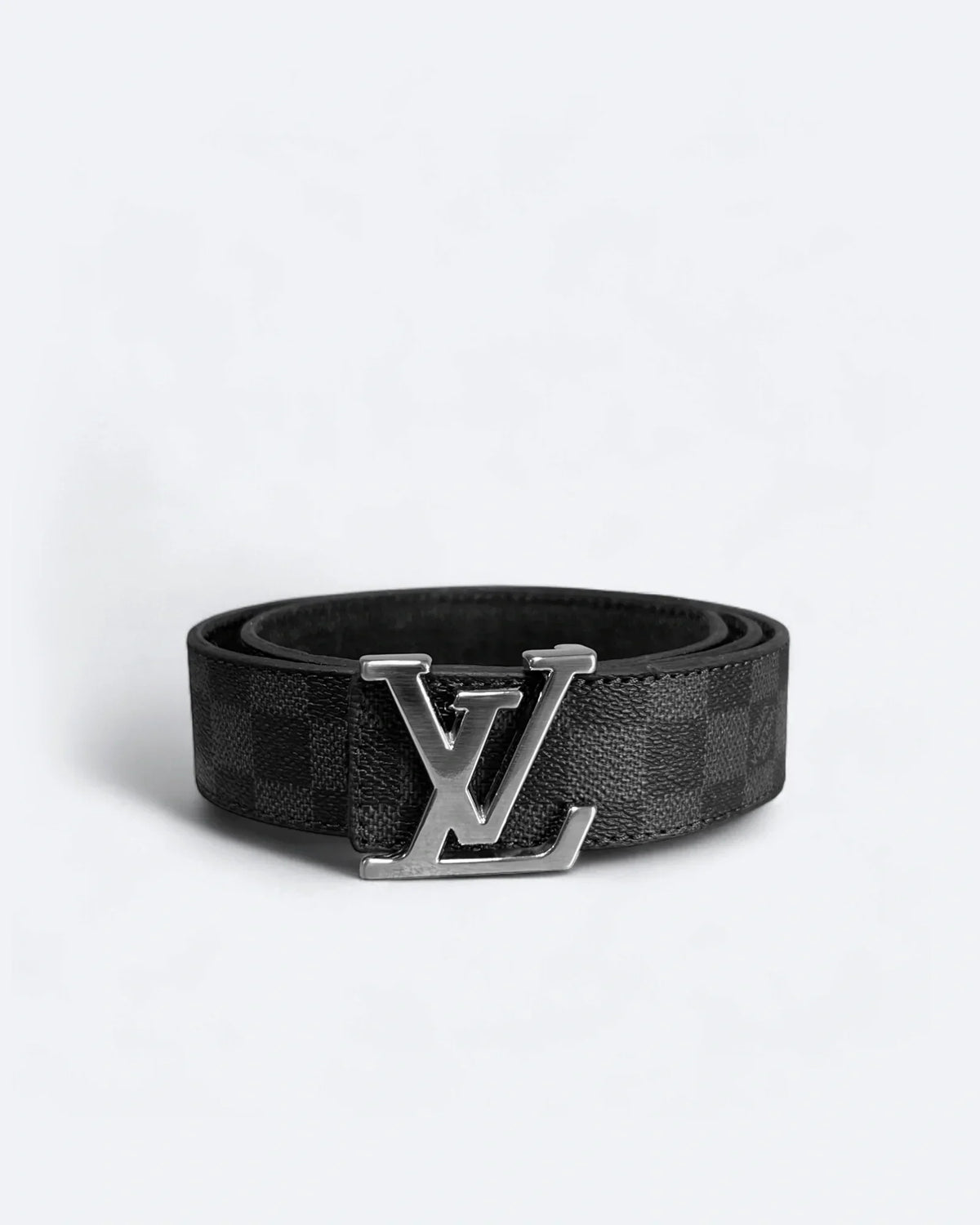 Louis Vuitton - Damier Black Pattern Belt - Silver